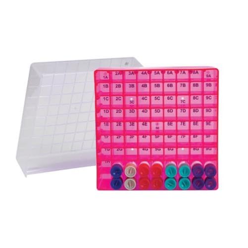 Globe Scientific 456330B Polycarbonate Stackable and Connecting Micro Tube Racks for 0.5mL Micro centrifuge Tubes, 24-Place, Blue