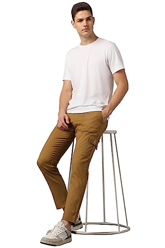 Image of Hubberholme Men's Regular Fit Cotton Trousers with Patch Pockets, Ankle Length Button Closure Cargo Chinos
