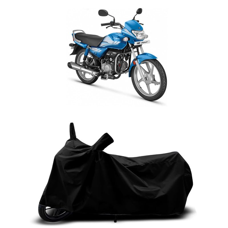 Image of DUFFEL-All Two Wheeler Bike /Scooty Body Cover Used for Hero New HF Deluxe Heat Protectio /Water Resistance /UV-Rays /Birds Dropping /Scratchproof /Dust Proof /Waterproof All Variants [Black]