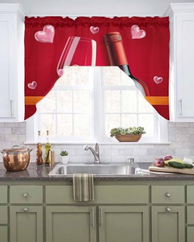 Valentine's Day Swag Valances for Kitchen Window, Half Small Swag