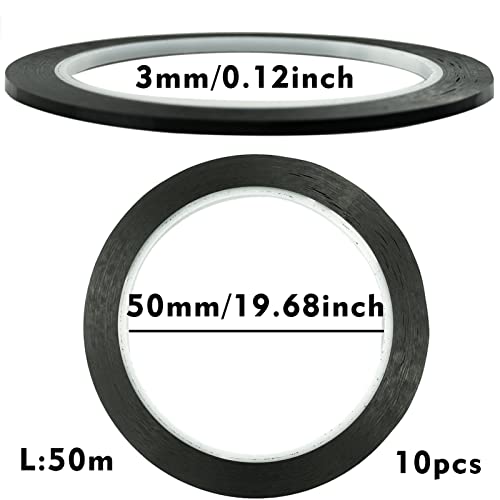 10 Stück Whiteboard-Klebeband, Raster-Markierungsband, 3 mm breit, Grafikband, selbstklebendes Whiteboard, Rasterband, Diagrammband für Büro, Schule, Rastermarkierung (schwarz)