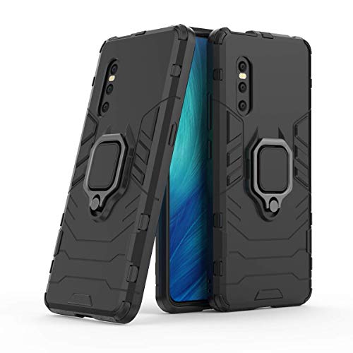FanTings Case for vivo X27, Rugged and Shockproof,with Mobile Phone Holder, Cover for vivo X27-Black