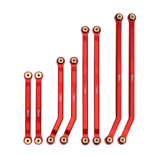 Eslabones de aluminio CNC evitan roturas en coche RC 1/24 SCX24 rojo