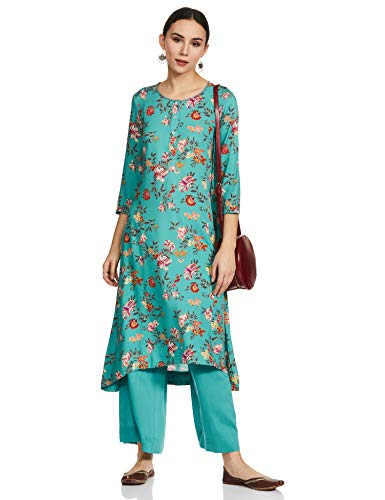 Image of BIBA Women Viscose A Line Printed Suit Set