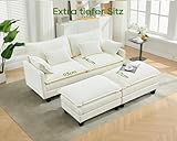 SITURAY Doppellagige Ecksofa Modulares Sofa, Wohnlandschaft L-Form Cloud Couch mit Ottomane, Chenillestoff Eckcouch Corner Sofa mit Schlaffunktion für Wohnzimmer Schlafzimmer (Beige, 2 Sitzer)