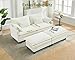 SITURAY Doppellagige Ecksofa Modulares Sofa, Wohnlandschaft L-Form Cloud Couch mit Ottomane, Chenillestoff Eckcouch Corner Sofa mit Schlaffunktion für Wohnzimmer Schlafzimmer (Beige, 2 Sitzer)