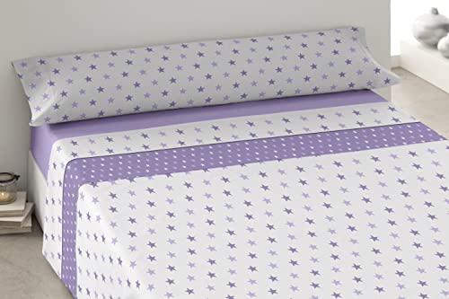 Degrees home - Usa1 - Sabanas 135x190 - Juego de Sabanas de 135x190 - Sabanas 50% Algodón 50% Poliéster - 3 Piezas - Lila Cover
