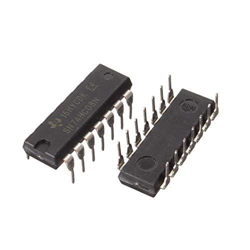 Image of INVENTO 5Pcs SN74HC08N 7408 IC AND Gate Logic Gate, 74HC08, 2 Input, 5.2 mA, 2 V to 6 V, DIP-14