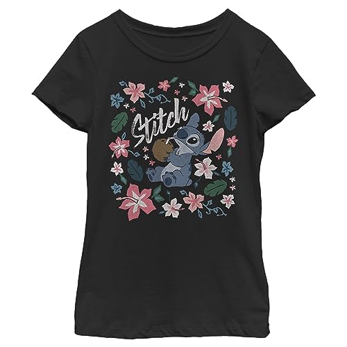 Disney Lilo Tropical Stitch Girl's Solid Crew Tee