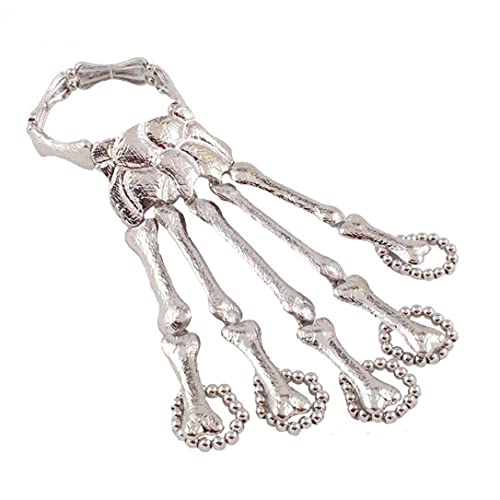Squelette Doigt Bracelet Crâne Doigts Alliage Squelette Squelette Bracelet Bracelet Sonnerie Halloween Mode Femme Chaîne Chaîne Argentée Cover