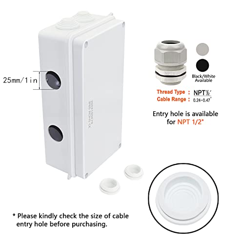 Lemotech Abs Plastic Dustproof Waterproof Ip65 Junction Box Universal Electrical Project Enclosure White 7.9 X 3.9 X 2.8 Inch (200 X 100 X 70 Mm) #TOP4