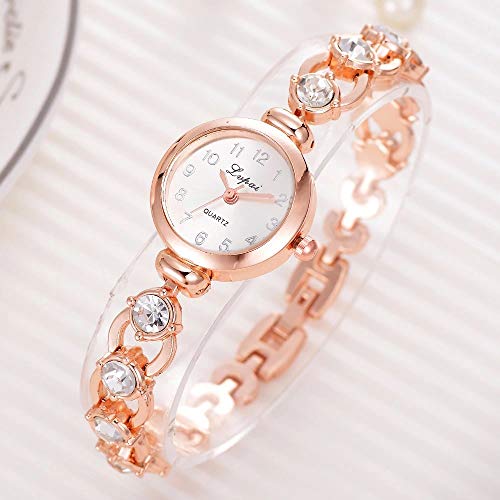 Relógio Feminino Dourado Quartz Pulseira Com Pedras E Strass