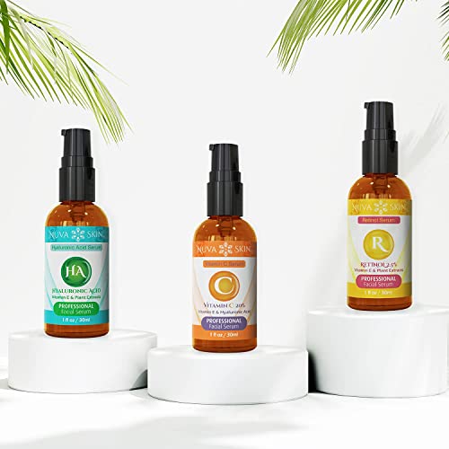 Nuva Skin - 3 Pack Anti Aging Serum For Face - Vitamin C Serum For Face, Retinol Serum, Hyaluronic Acid Serum, - Full Regimen Face Serum Set, Skin Care Face Serum For Women And Men, Facial Serum #TOP1