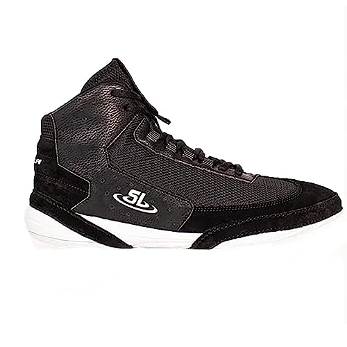 SCRAPLIFE Ascend One Mens Wrestling Shoes, Champion Designed. Lightweight and Flexible with Inner Sock Cushion for Wrestling, Boxing & Weight Training (9.5 BLK/WHT)