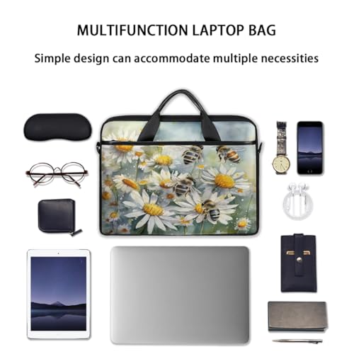 Bolsa para portátil con diseño de flores acuarela y abejas 15 pulg miniatura 7