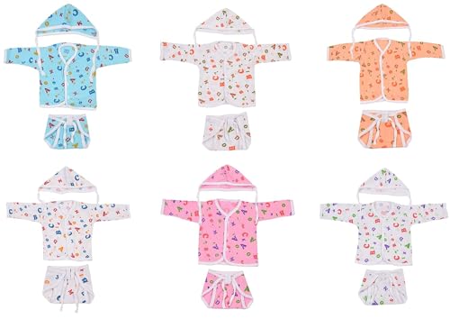 STUFF4BABY 3PCS New Born Baby Jhabla Langot & Cap (0-6 Months) (0-6 Months, 6)
