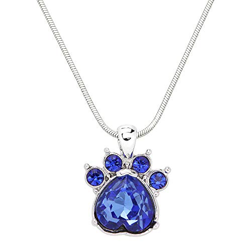 Falari Crystal Paw Birthstone Pendant Necklace 17 Inch Snake Chain Gift Box Included2