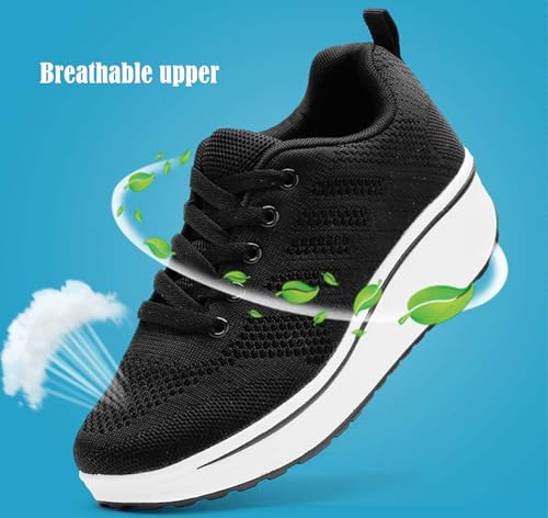 DADAWEN Women's Slip On Breathable Mesh Walking Tennis Shoes Lightweight Comfort Wedge Platform Casual Sneakers for Gym Travel Work (Size:US5-US12)4