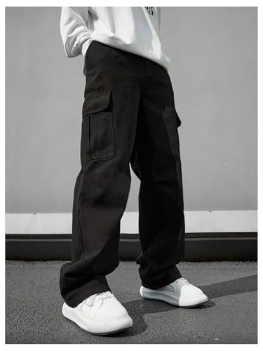 GORGLITTER Boy's Cargo Pants Wide Leg Pants Elastic Waist Trousers with Pockets3