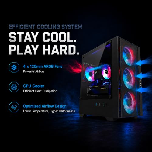 Image of Prebuilt Gaming PC, RTX 3050 8GB DDR6, i7-7700 Up to 4.2GHz, 16GB RAM, 512GB SSD, Gaming Desktop Tower, ARGB Cooling with Temperature Display, WiFi 6, BT 5.3, Win 11 Home