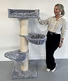 RHRQuality Royalty de Luxe - Rascador grande para gatos, estable, color gris claro con tronco de 20 cm de diámetro