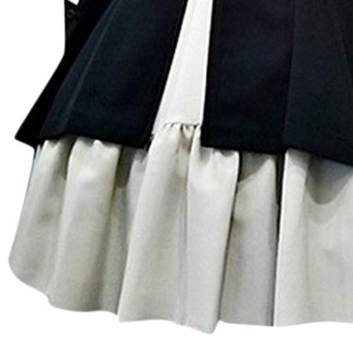 Vintage Princess Court Patchwork Gothic Dress Fashion Women Collar Women's Dress Medieval Dress Girls 10-12 Queen (Black, S) #TOP2