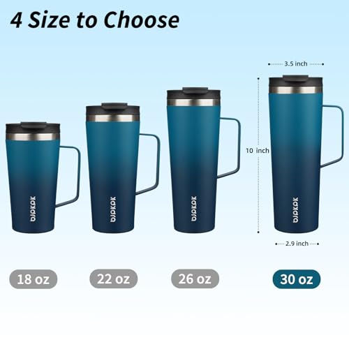 Image of BJPKPK 30oz Insulated Tumbler with Handle, Lid & Straw, Stainless Steel