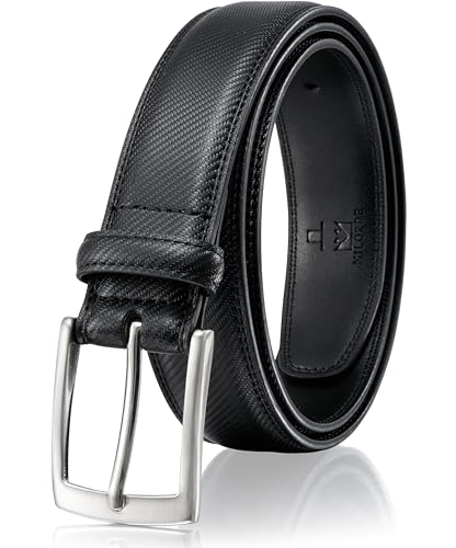 Image of MILORDE Men's Genuine Leather Dress Belt, Handmade, 100% Cow Leather, Fashion & Classic Designs for Work Business and Casual