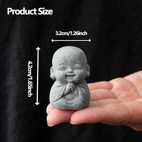 Estatua Buda Sonriente Pequeña de Piedra Natural Zen miniatura 2
