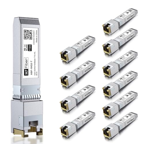 10Gb SFP+ RJ45 Transceiver, 10Gbase-T SFP+ Ethernet Copper Module, Compatible avec Cisco SFP-10G-T-S, Ubiquiti UF-RJ45-10G, UniFi, Meraki, MicroTik, Supermicro and More, Cat6a/ Cat7, 30m, 10 Pièces