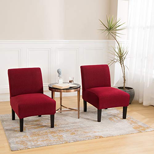 MIFXIN-Armless-Accent-Chair-Covers-Stretch-Jacquard-Slipper-Chair-Slipcovers-Removable-Washable-Chair-Furniture-Protector-for-Living-Room-Bedroom-Dining-Room-Wine-Red-2-Pack MIFXIN Armless Accent Chair Covers Stretch Jacquard Slipper Chair Slipcovers Removable Washable Chair Furniture Protector for Living Room Bedroom Dining Room Wine Red 2 Pack