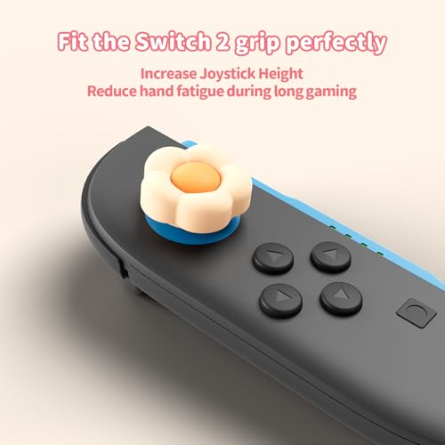 Image of GeekShare Silicone Joycon Thumb Grip Caps Compatible with Nintendo Switch 2, Soft Joystick Cover Caps for Switch 2025, 4PCS - Heart & Flower