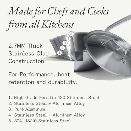Image of Made In Cookware - 3.5 Quart Stainless Steel Saute Pan - 5 Ply Stainless Clad - Professional Cookware - Induction Compatible - Crafted in Italy