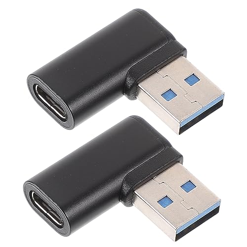 NUOBESTY 2pcs USB to USB C Adapter Extender Right Angle Male to Female Converter for Laptop Charging and Data Transfer Wide Compatibility with Phones Tablets Computers Compact and Portable