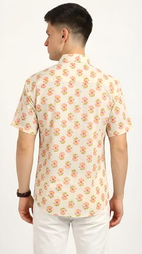 Image of BLOCKS OF INDIA Cotton Hand Block Print Half Sleeves Summer Shirt for Men