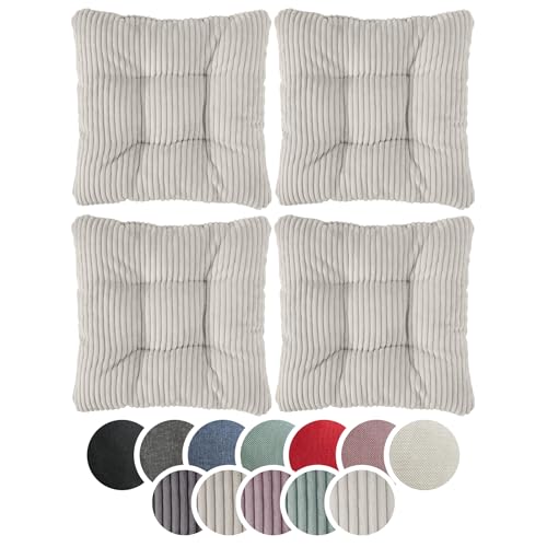 sleepling Stuhlkissen 4er-Set, Cord Optik, weicher Möbelstoff,...