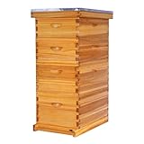 POLLIBEE Bienenstock Bienenstock mit 8 Rahmen und Zubehör, Starter-Set, Honigbienenstöcke inklusive 2 tiefen Bienenboxen, 2 mittelgroße Bienenstockkästen mit Bienenstockrahmen und