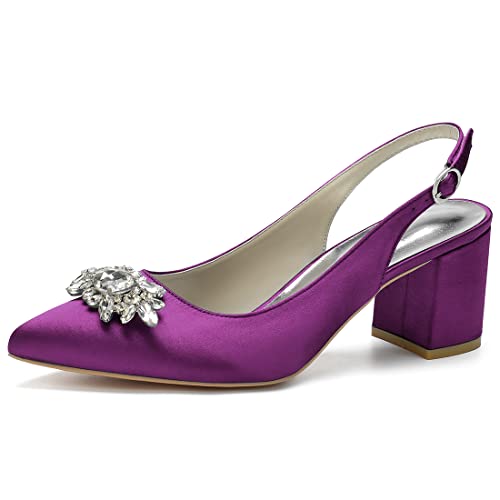 Chaussures à enfiler à bout pointu confortables talon 6 cm anti-fatigue en satin