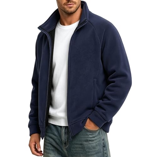 Chaqueta de forro polar para hombre con cremallera completa y bolsillos prácticos 5