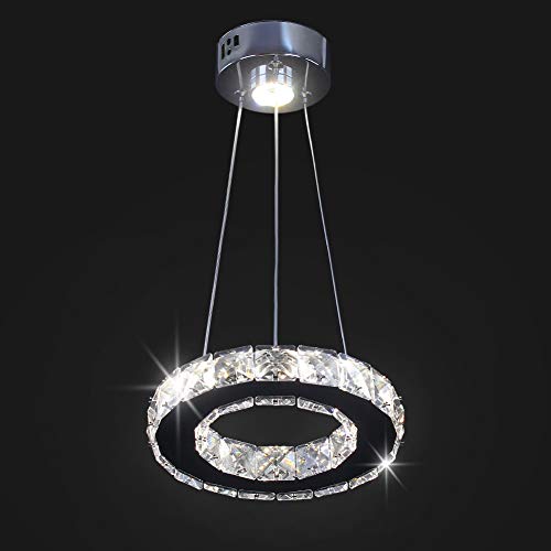 Moderner Kristall-Kronleuchter, der LED-Pendelleuchten beleuchtet, runder...