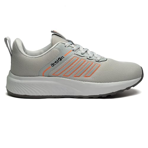 Image of Action | Athleo | SWIFT-151 | Men's | Lace-Up | Running | Shoes | Durable | Comfortable | Breathable | Lighweight | Sports | Shoes Light-Grey