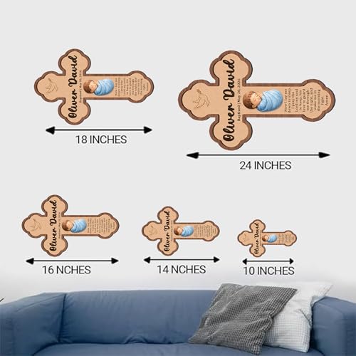 Image of Personalized Baptism Cross Wood Sign, Wooden Sign Baptism Gifts For Baby, Christening Gifts Crosses For Children, Baptized Cross Sign, Dedication Gift, Gift For Baby Boy /Girl - A9