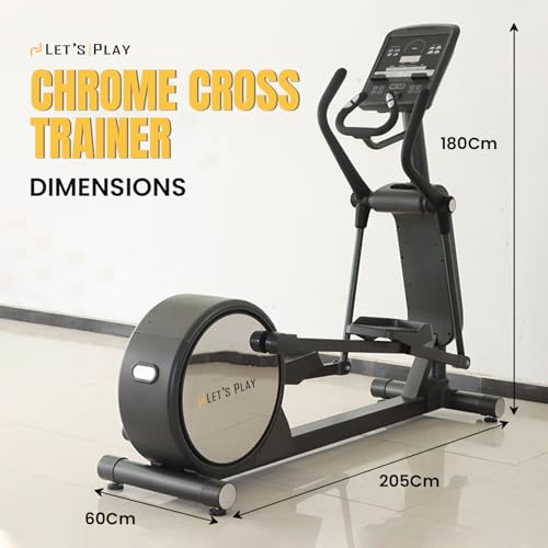 Image of LET'S Play Chrome Cross Trainer Elliptical for Home Gym with 16-Level Magnetic Resistance, Heavy Duty 180kg Capacity, Silent Belt Drive, LCD Display, and Full Body Workout Support