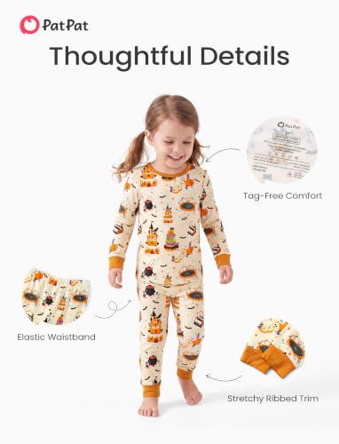 Image of PATPAT Toddler & Kids Pajama Sets with Bamboo Viscose, Snug Fit Pjs for Girls, All-Season Comfort Sleepwear, Ages 2-12 Years