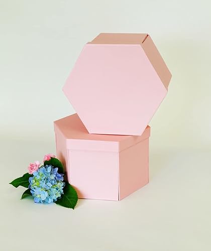 Miniatura 2 de USA-SALES UNIKPACKAGING - Caja de regalo de flores con forma hexagonal de alta calidad, con cajón, tamaño 9.5 x 8.3 x 6.1 pulgadas, para arreglos