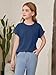 ZDC Girls Short Sleeve T Shirts Kids Crewneck Curve Hem Soft Tunic Tops Summer Tees 5-14 Years Navy Blue