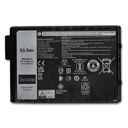 Image of 53.5Wh XVJNP Laptop Battery Replacement for Dell Latitude 5430 Rugged Extreme Latitude 7330 Rugged Extreme P148G P149G P148G001 P149G001 Series 451-BCWQ 6JRCP M0TN3 06JRCP 0M0TN3 KD1CT 11.4V 4457mAh