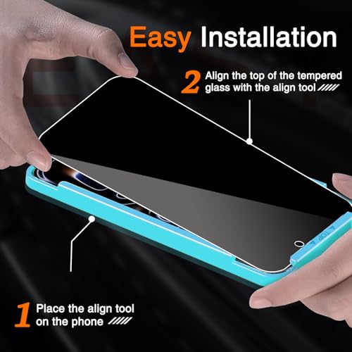 Image of Milomdoi 3 Pack Privacy Screen Protector for iPhone 17 Pro [Phone Case Friendly] Accessories Private Film, 3 Pacs Tempered Glass Camera Lens Protector, with Mounting Frame for Apple Anti Spy