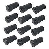 DECORNIJIA 12 Piezas Puntas de Goma para Bastones de Senderismo Protector Antideslizante y Amortiguador para Palos de Trekking y Bastones de Caminar Negras