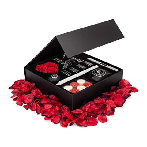 Romance-in-a-Box Romantic Gift Box by Romance Helpers | Romantic Decorations for Special Night | Romantic Basket with Candles and Rose Petals Cover
